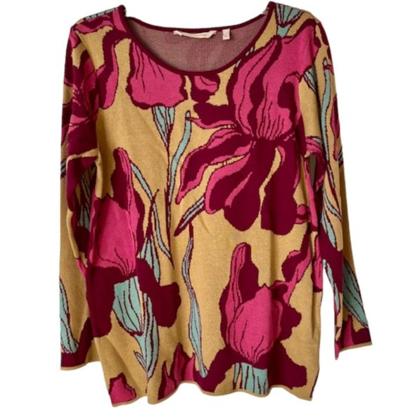Soft Surroundings Purple Iris Sweater - Aqua, Olive, Pink, Purple - M - Picture 1 of 8
